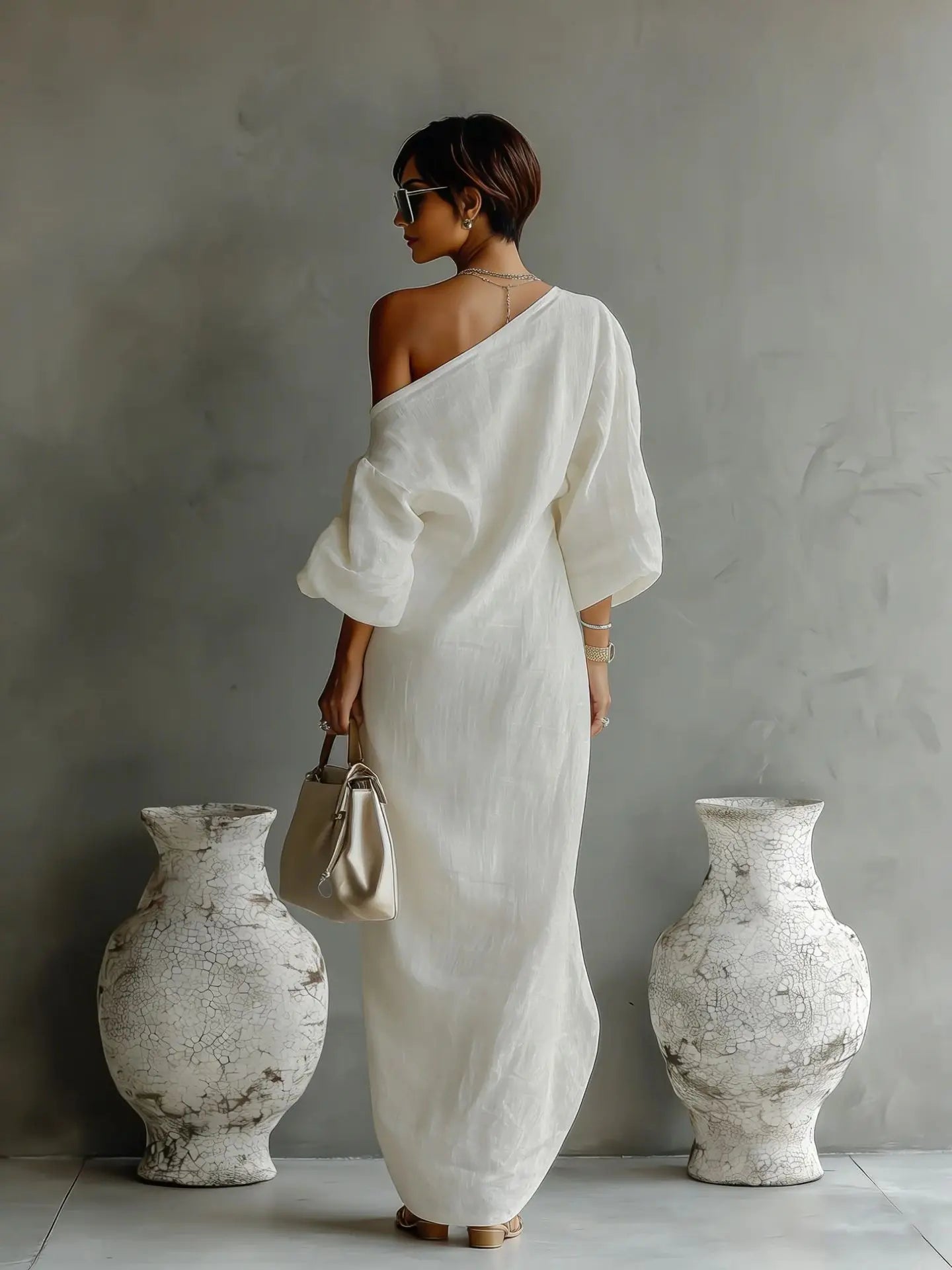 Lucyna | Damskie Elegancka Asymetryczna Sukienka Maxi