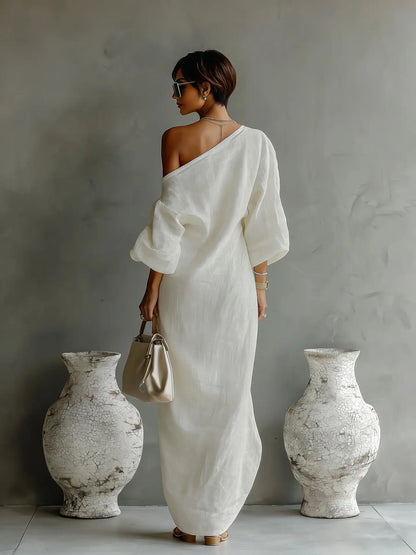 Lucyna | Damskie Elegancka Asymetryczna Sukienka Maxi