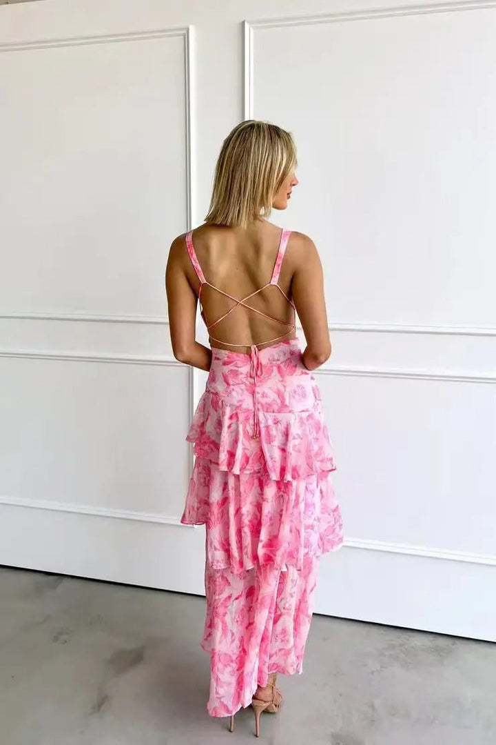 Marielle | Damska Letnia Falbanami Sukienka Maxi