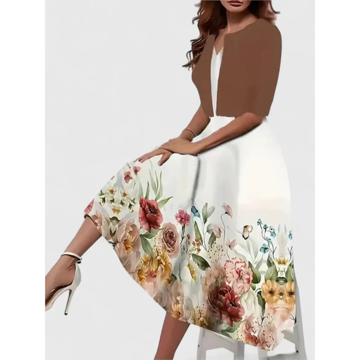 Nele | Damska Boho Sukienka Midi Krótki Kardigan
