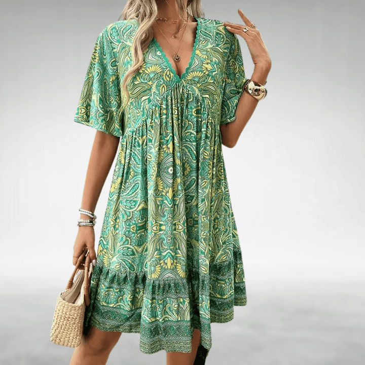 Dorota | Damska Boho Dekoltem V Sukienka Midi