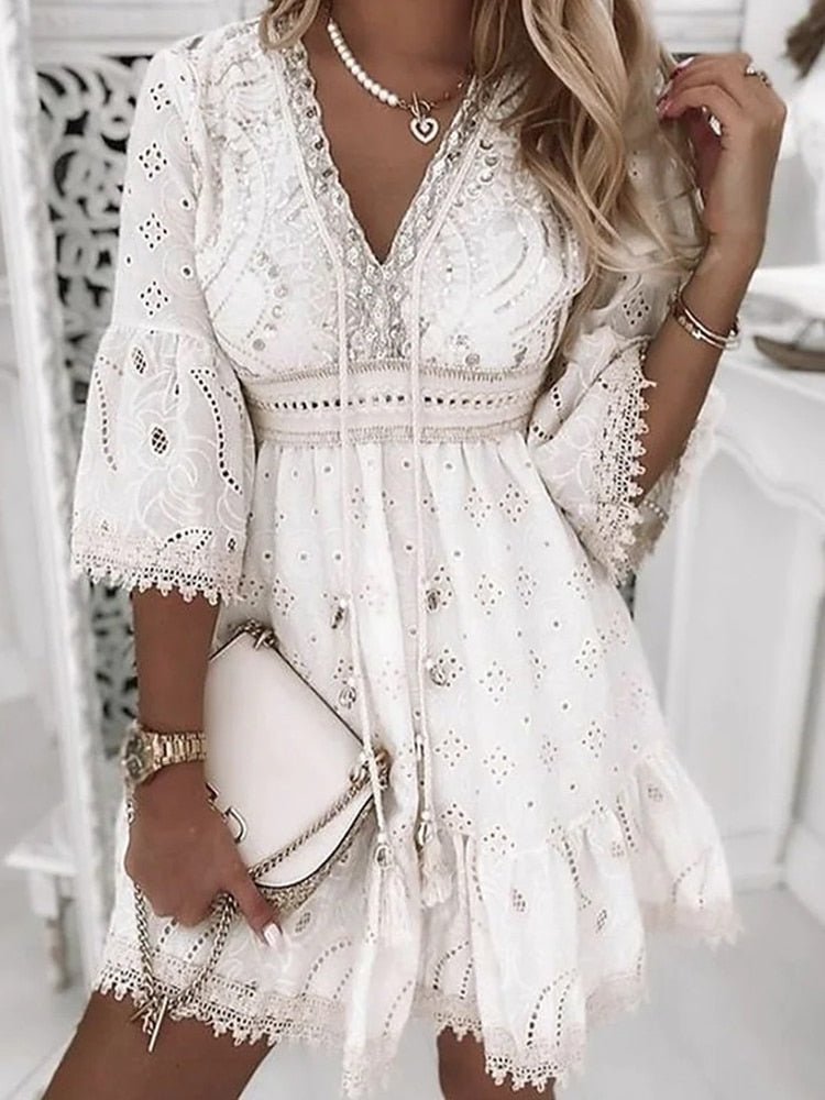 Stanisława | Damska Elegancka Boho Sukienka Mini