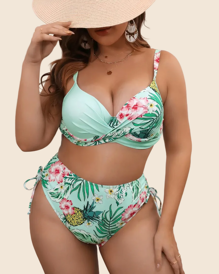 Noemi | Damskie Plażowe Wzorzysty Zestaw Bikini Plus Size