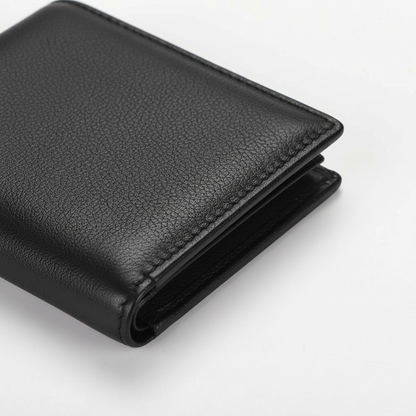 Portfel Męski Czarny Pojemny Bifold