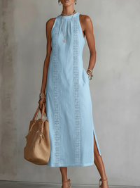 Cecylia | Damskie Haftowana Letnia Sukienka Maxi