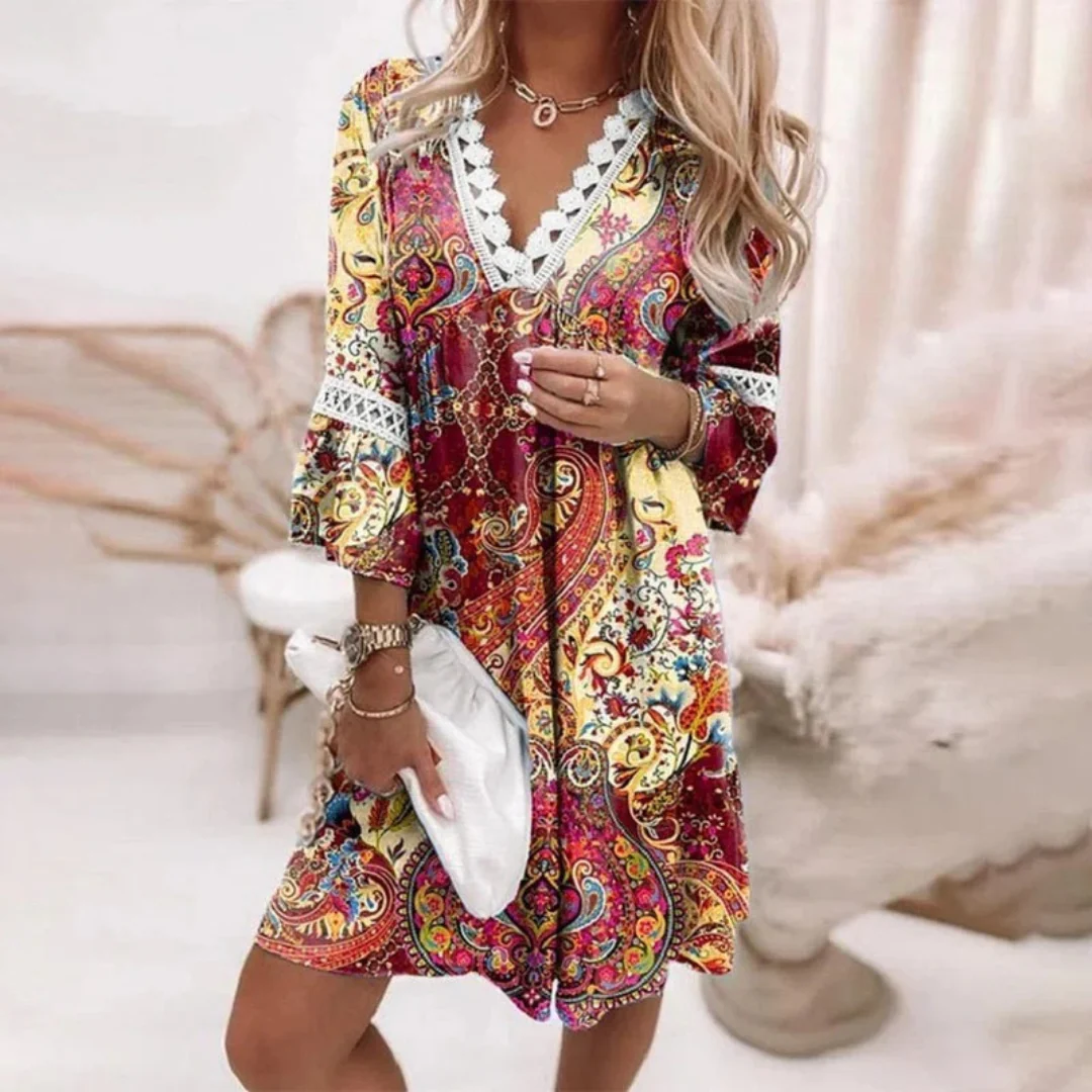Patrycja | Damskie Letnia Dekolt V Boho Sukienka