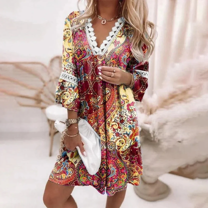 Patrycja | Damskie Letnia Dekolt V Boho Sukienka