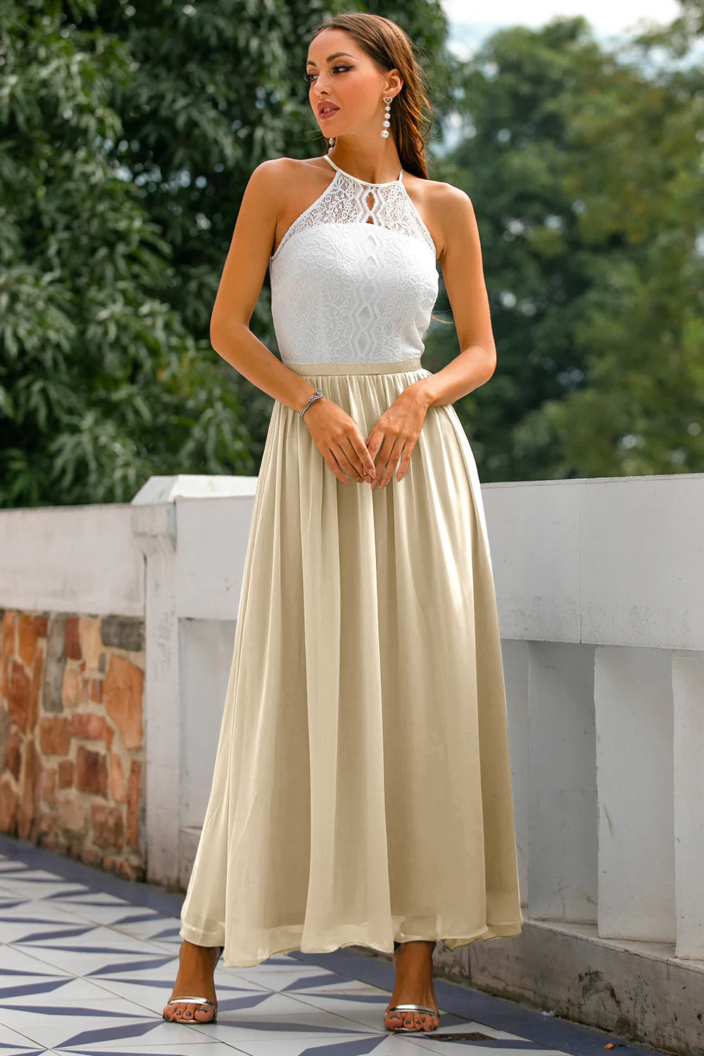 Julia | Damska Elegancka Halter Sukienka Maxi na Wesele