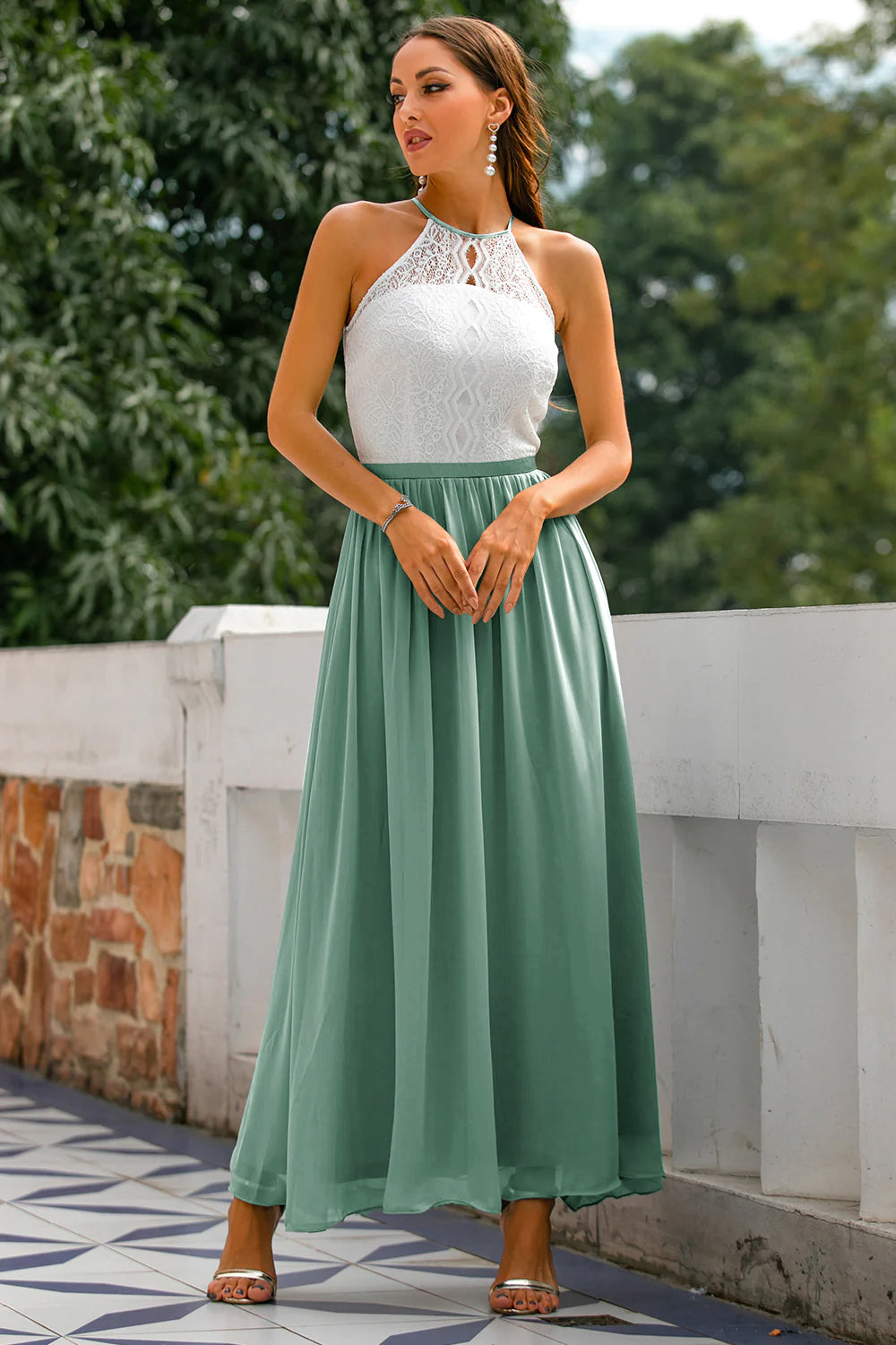Julia | Damska Elegancka Halter Sukienka Maxi na Wesele