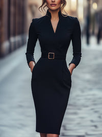 Beata | Damskie Wieczorowa Sukienka z Paskiem